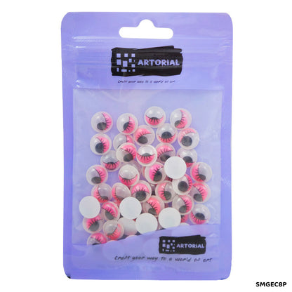 Gift To Love | Googly Eye With Eyelash | Color : Pink | Size : 8 Mm | Pcs : 70 Pcs | Code : SMGEC8P