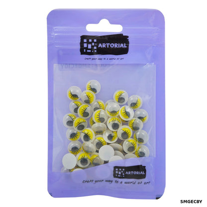 Gift To Love | Googly Eye With Eyelash | Color : Yellow | Size : 8 Mm | Pcs : 70 Pcs | Code : SMGEC8Y
