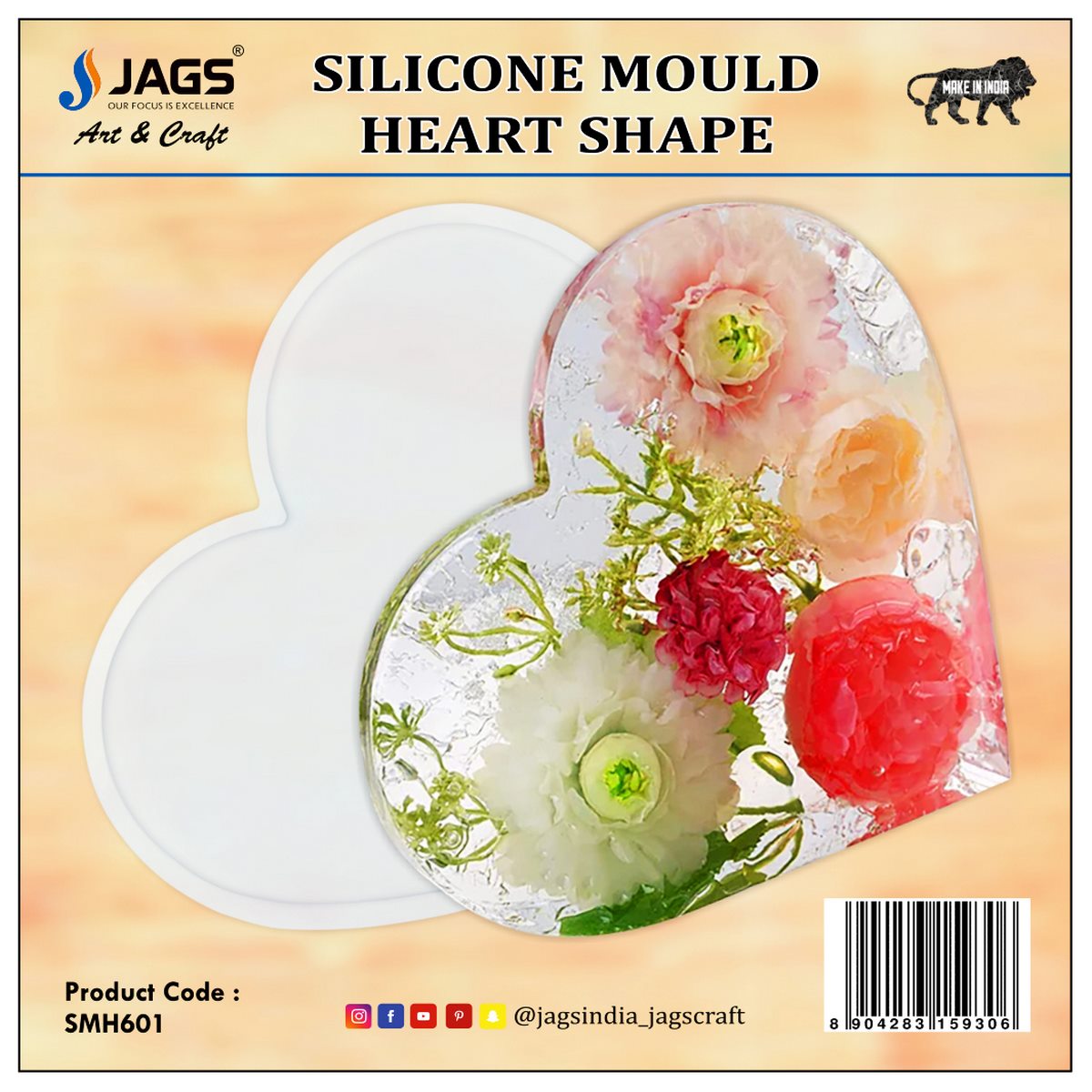 Gift To Love | Silicone Mould Heart | Size : 10 Mm Deep 6 Inch | Code : SMH601