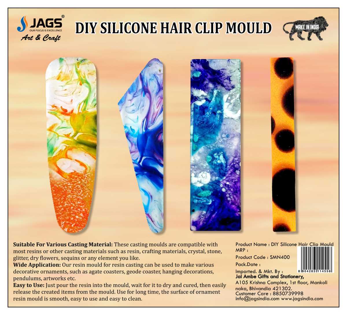 Gift To Love | Silicone Mould Hair Clip | Pcs : 4 Design | Code : SMN400