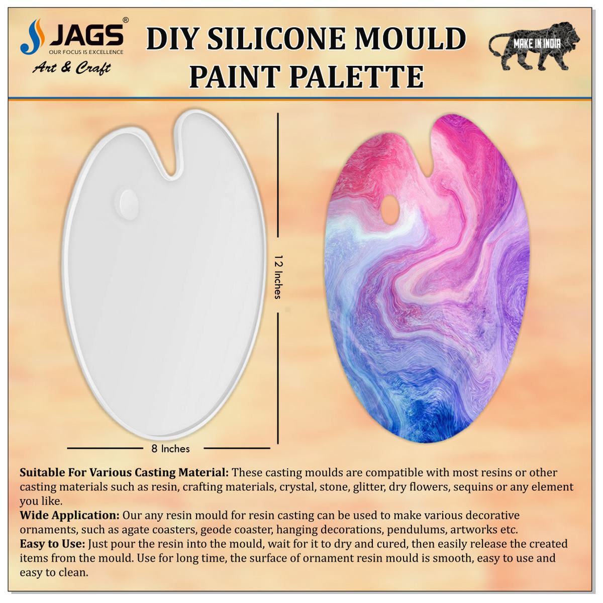 Gift To Love | Silicone Mould Painting Tray Oval | Size : Big | Code : SMPT00