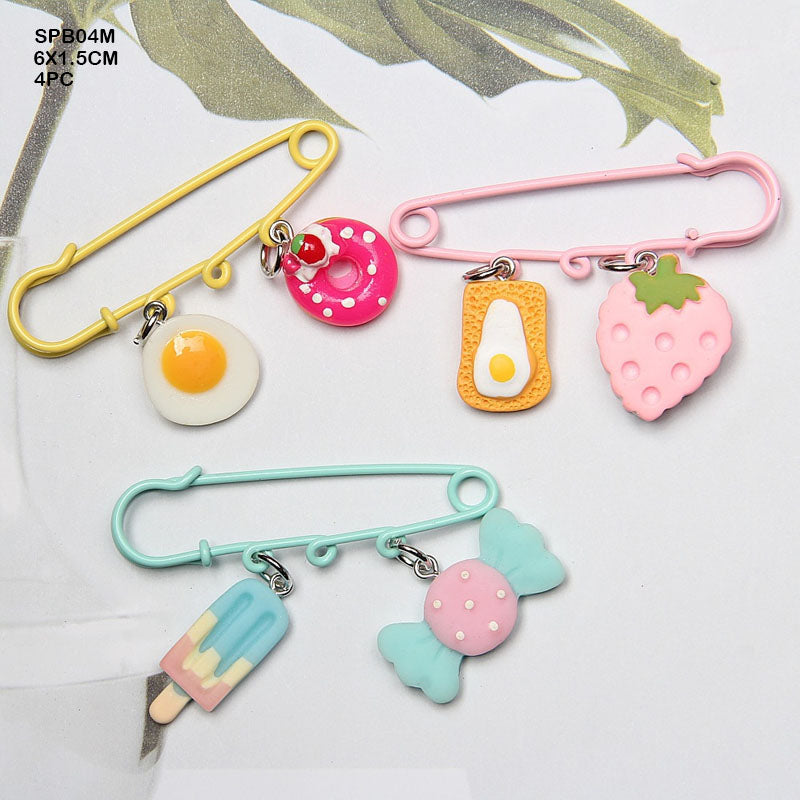 Safety Pin Brooch Multi 6 X 1.5Cm 4Pc Spb04M