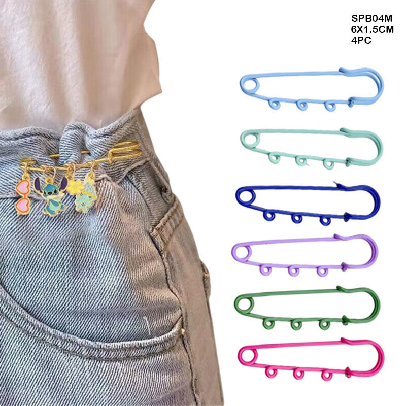 Safety Pin Brooch Multi 6 X 1.5Cm 4Pc Spb04M
