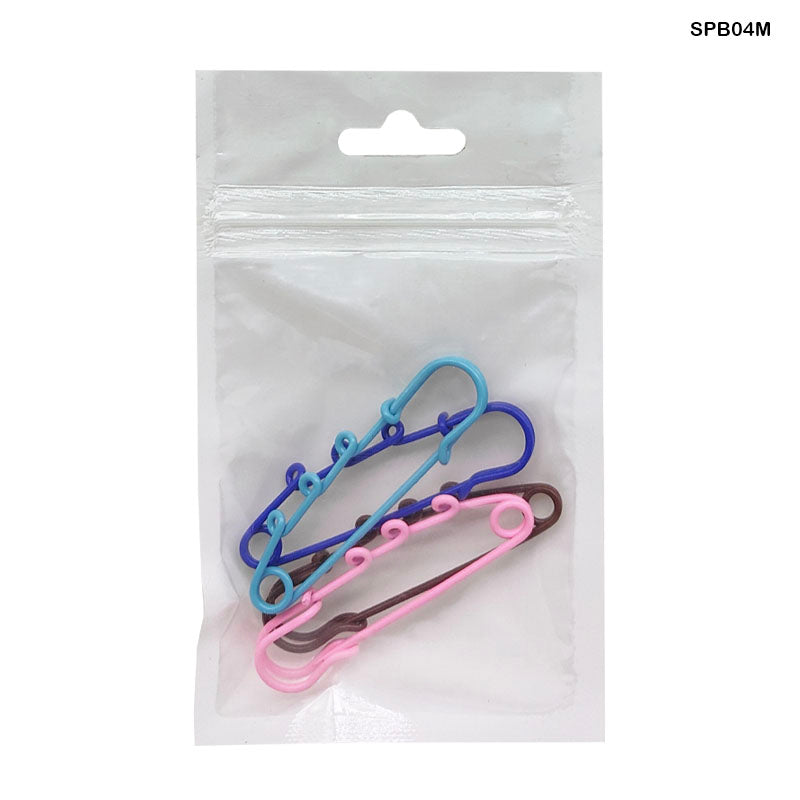 Safety Pin Brooch Multi 6 X 1.5Cm 4Pc Spb04M