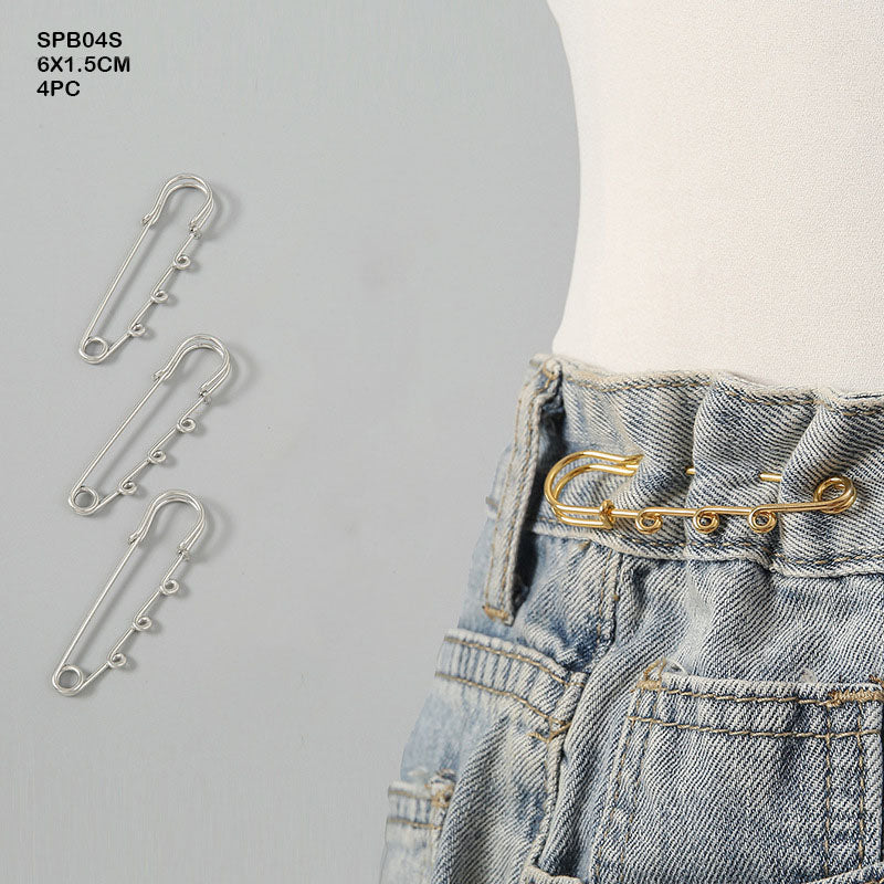 Safety Pin Brooch Silver 6 X 1.5Cm 4Pc Spb04S