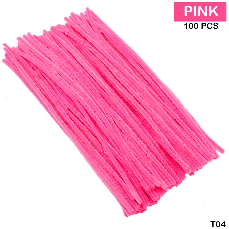 Craft Pipe Cleaner Plain (1 Packet 100 Pcs & Color Pink)