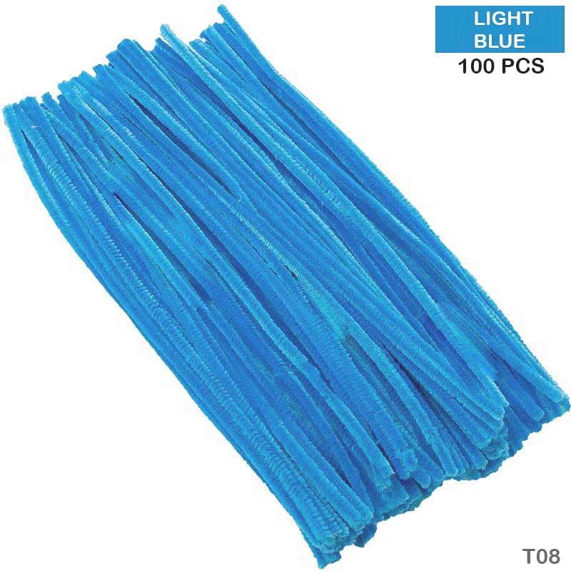 Gift To Love | Craft Pipe Cleaner | Color : Light Blue | Size : 7 Mm X 30 Cm | Pcs : 100 Pcs | Code : T08