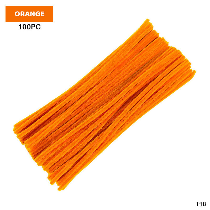 Craft Pipe Cleaner Plain (1 Packet 100 Pcs & Color Neon Orange)