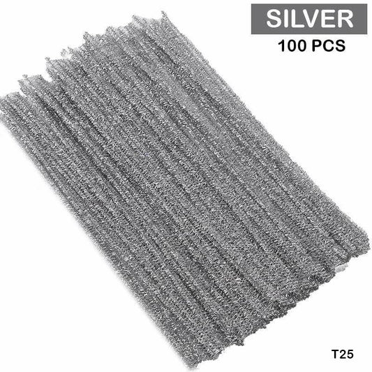 Gift To Love | Craft Pipe Cleaner | Color : Silver | Size : 7 Mm X 30 Cm | Pcs : 100 Pcs | Code : T25