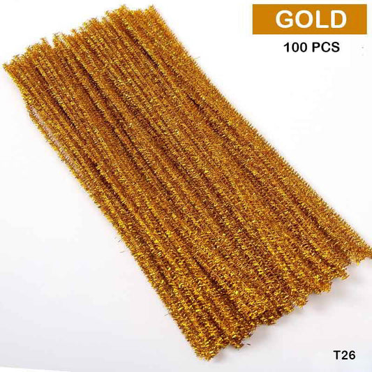Gift To Love | Craft Pipe Cleaner | Color : Gold | Size : 7 Mm X 30 Cm | Pcs : 100 Pcs | Code : T26