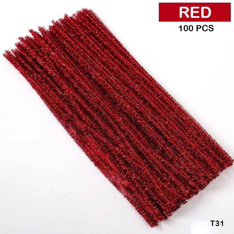Gift To Love | Craft Pipe Cleaner | Color : Red | Size : 7 Mm X 30 Cm | Pcs : 100 Pcs | Code : T31