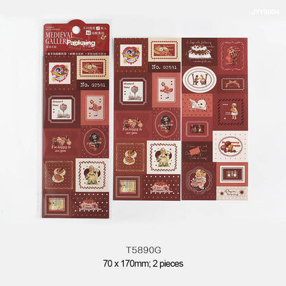 Gift To Love | Vintage Stamp Border Deco Sticker | Pcs : 2 Sheets | Code : T5890G