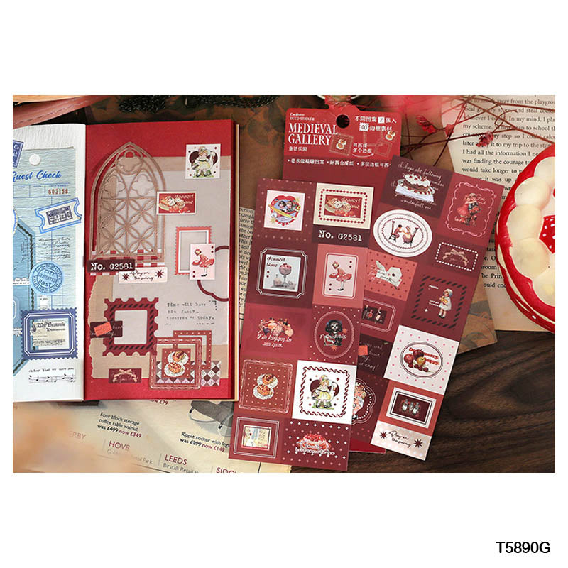 Gift To Love | Vintage Stamp Border Deco Sticker | Pcs : 2 Sheets | Code : T5890G