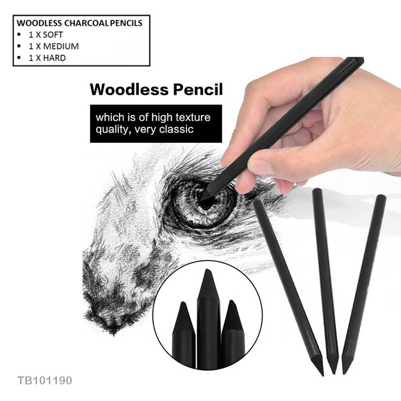 Gift To Love | Woodless Charcoal Pencils | Pcs : 3 Pc | Code : TB101190