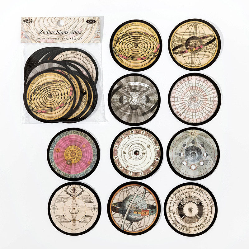 Ts06F114 Retro Circle Paper Cutout Sticker 60X60Mm