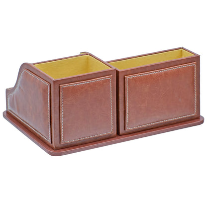 Gift To Love | Table Stationery Set Leatherite 4In1 | Color : Tan | Code : TSSL00
