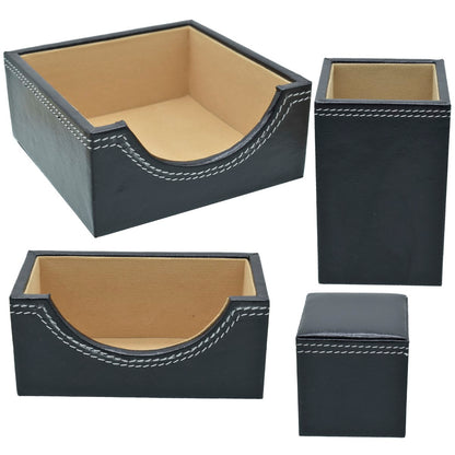Gift To Love | Table Stationery Set Leatherite | Color : Black | Pcs : Set Of 4 Pcs | Code : TSSL04
