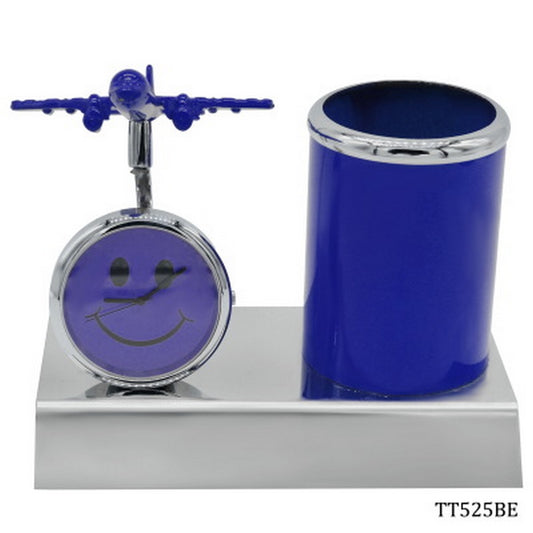 Gift To Love | Pen Stand With Watch With Air Craft | Color : Blue | Code : TT525BE
