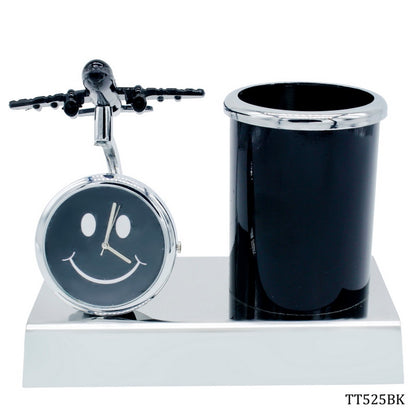 Gift To Love | Pen Stand With Watch With Air Craft | Color : Black | Code : TT525BK