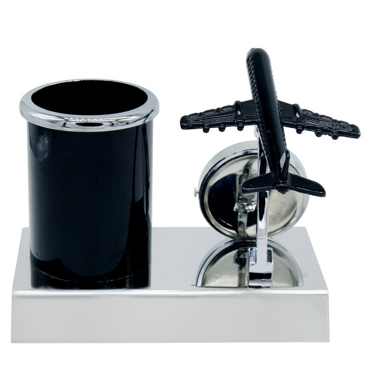 Gift To Love | Pen Stand With Watch With Air Craft | Color : Black | Code : TT525BK