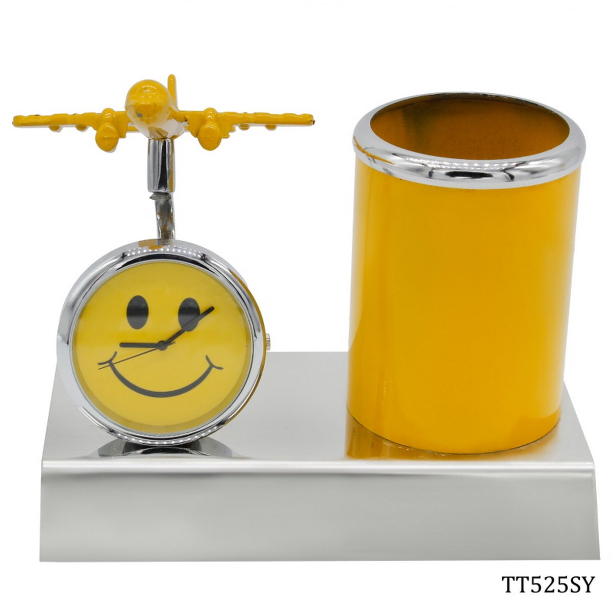 Gift To Love | Pen Stand With Watch With Air Craft | Color : Smiley | Code : TT525SY