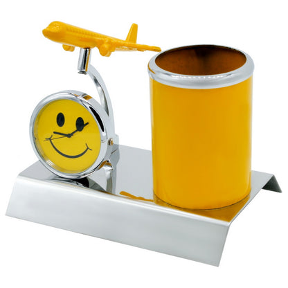 Gift To Love | Pen Stand With Watch With Air Craft | Color : Smiley | Code : TT525SY