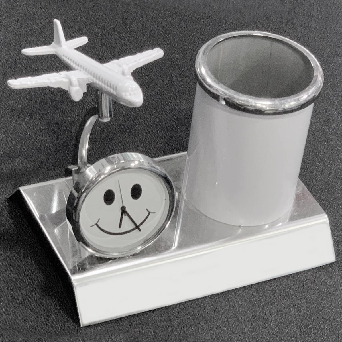 Gift To Love | Pen Stand With Watch With Air Craft | Color : White | Code : TT525WE