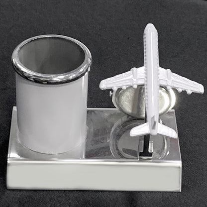Gift To Love | Pen Stand With Watch With Air Craft | Color : White | Code : TT525WE