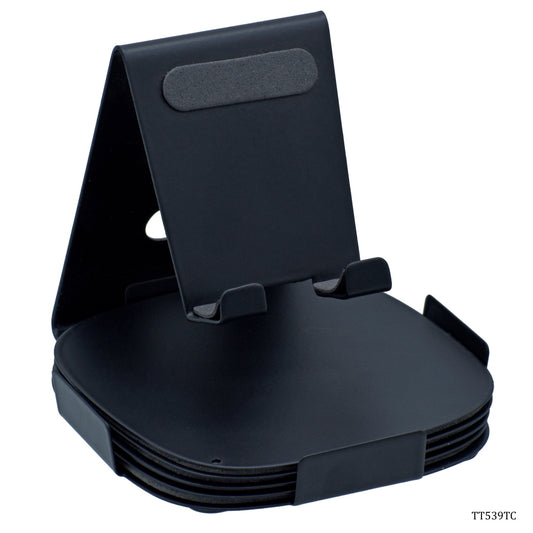 Gift To Love | Mobile Holder With Tea Coasters | Color : Black | Pcs : 4 Pcs | Code : TT539TC