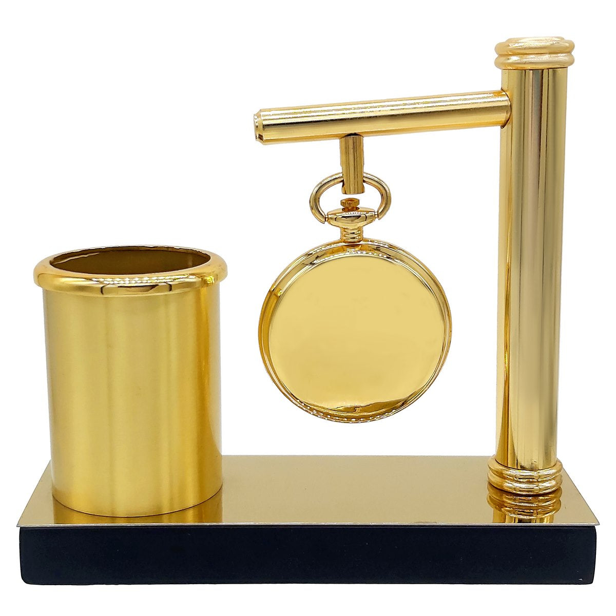 Gift To Love | Table  Pen Stand With Clock | Color : Full Gold | Code : TT569