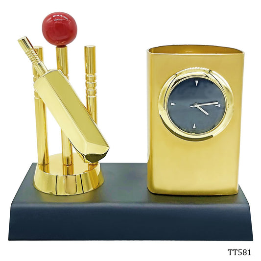 Gift To Love | Table  Cricket Tophi With Pen Stand Clock | Code : TT581