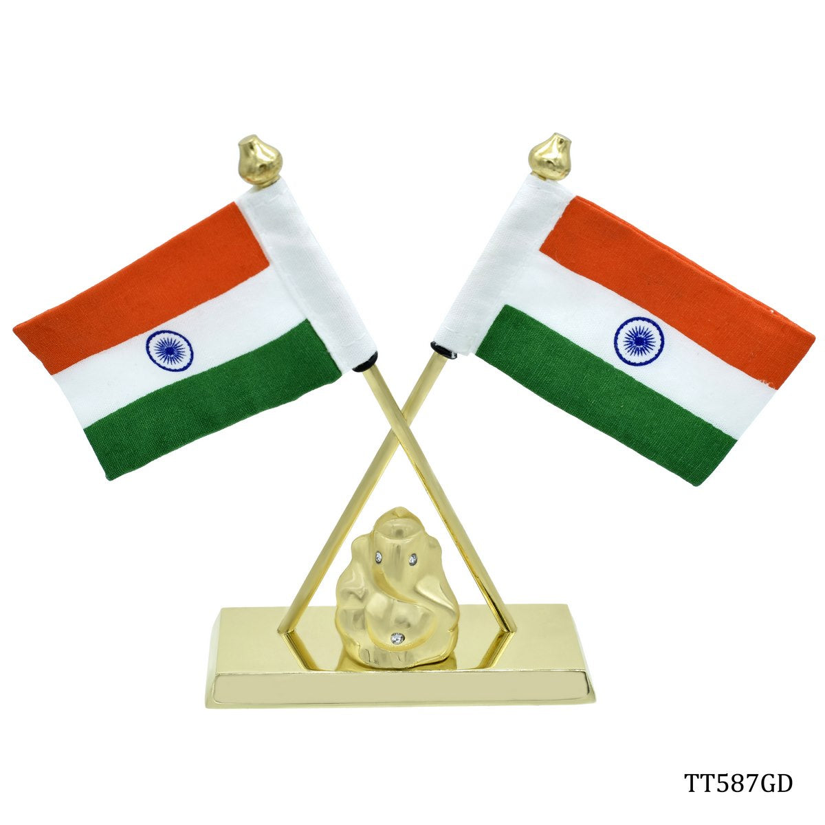 Gift To Love | Table  Ganesh With Flag | Color : Golden | Code : TT587GD