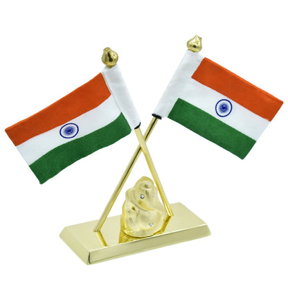 Gift To Love | Table  Ganesh With Flag | Color : Golden | Code : TT587GD