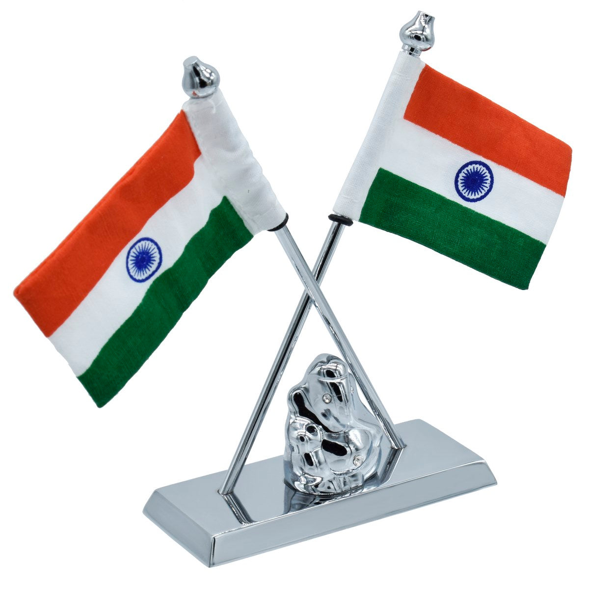 Gift To Love | Table  Ganesh With Flag | Color : Silver | Code : TT587SR