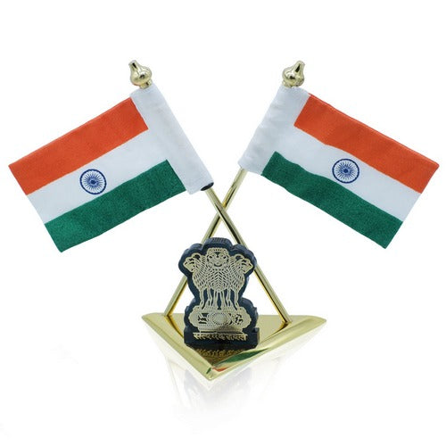Gift To Love | Table Top Cross Flag Golden With Symbol | Code : TT628GD