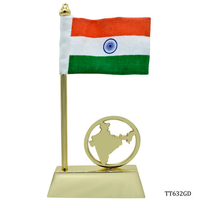 Gift To Love | Table  Flag With India Map Long | Color : Golden | Code : TT632GD