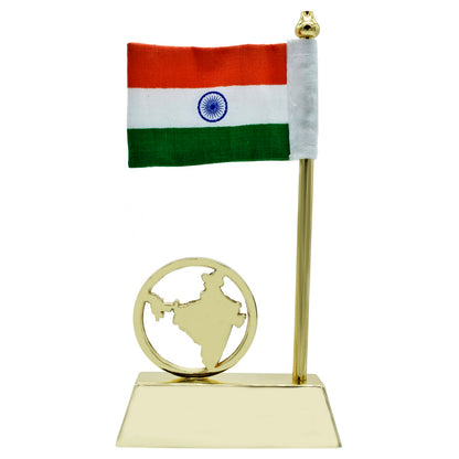 Gift To Love | Table  Flag With India Map Long | Color : Golden | Code : TT632GD
