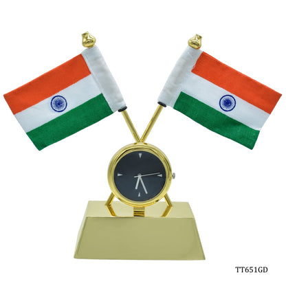 Gift To Love | Table  Cross Flag With Watch | Color : Golden | Code : TT651GD
