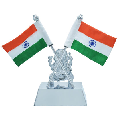 Gift To Love | Table  Big Ganesh With Flag | Color : Silver | Code : TT653SR