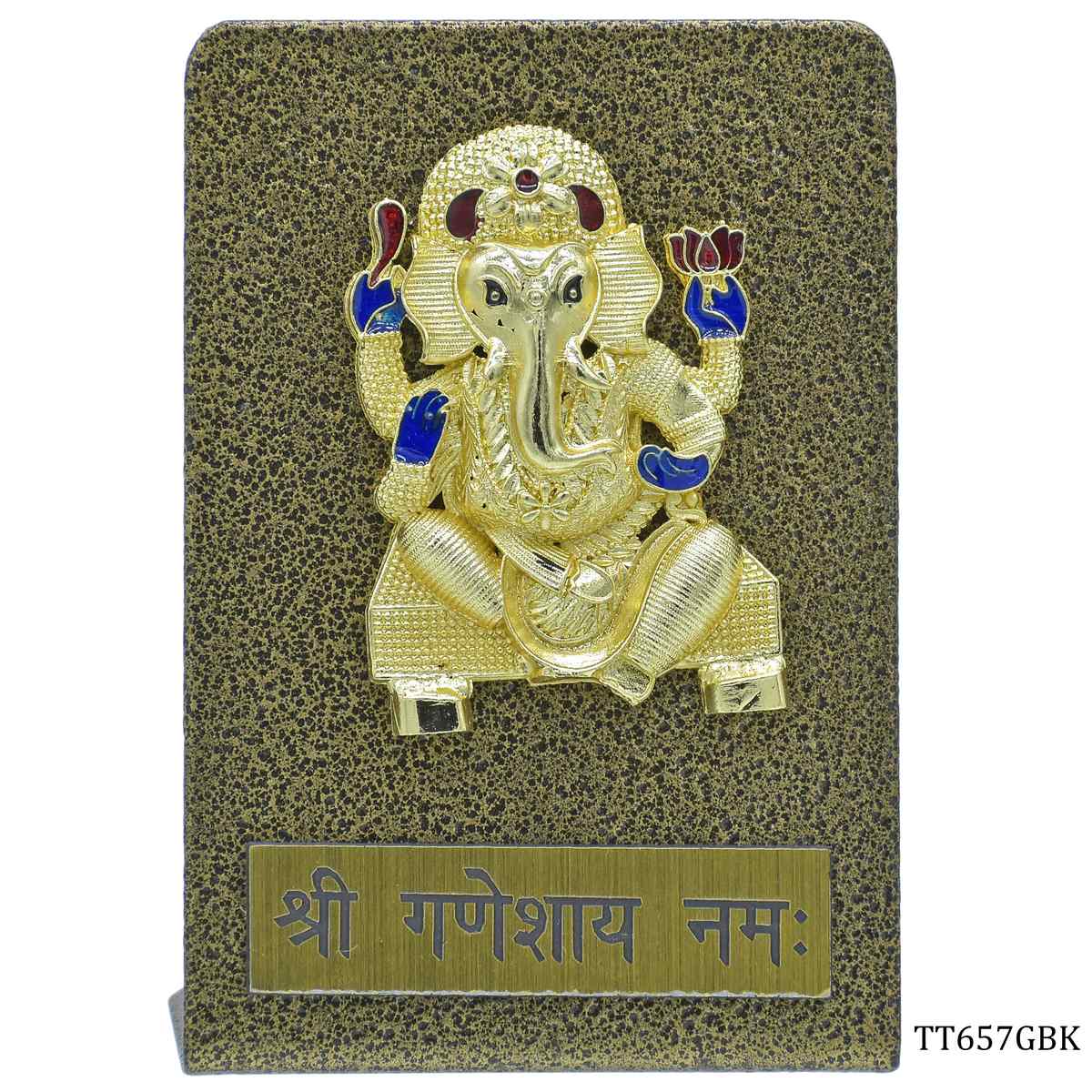 Gift To Love | Desktop  Ganesh With Plate | Color : Gold And Black | Size : Tt657 | Code : TT657GBK