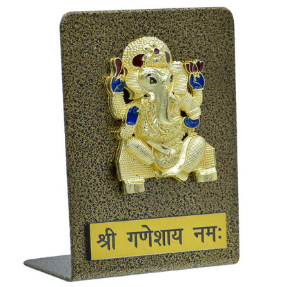 Gift To Love | Desktop  Ganesh With Plate | Color : Gold And Black | Size : Tt657 | Code : TT657GBK