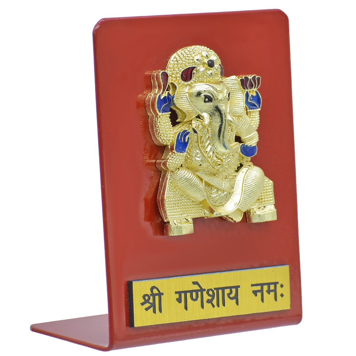 Gift To Love | Desktop  Ganesh With Plate | Color : Gold And Red | Size : Tt657 | Code : TT657GRD