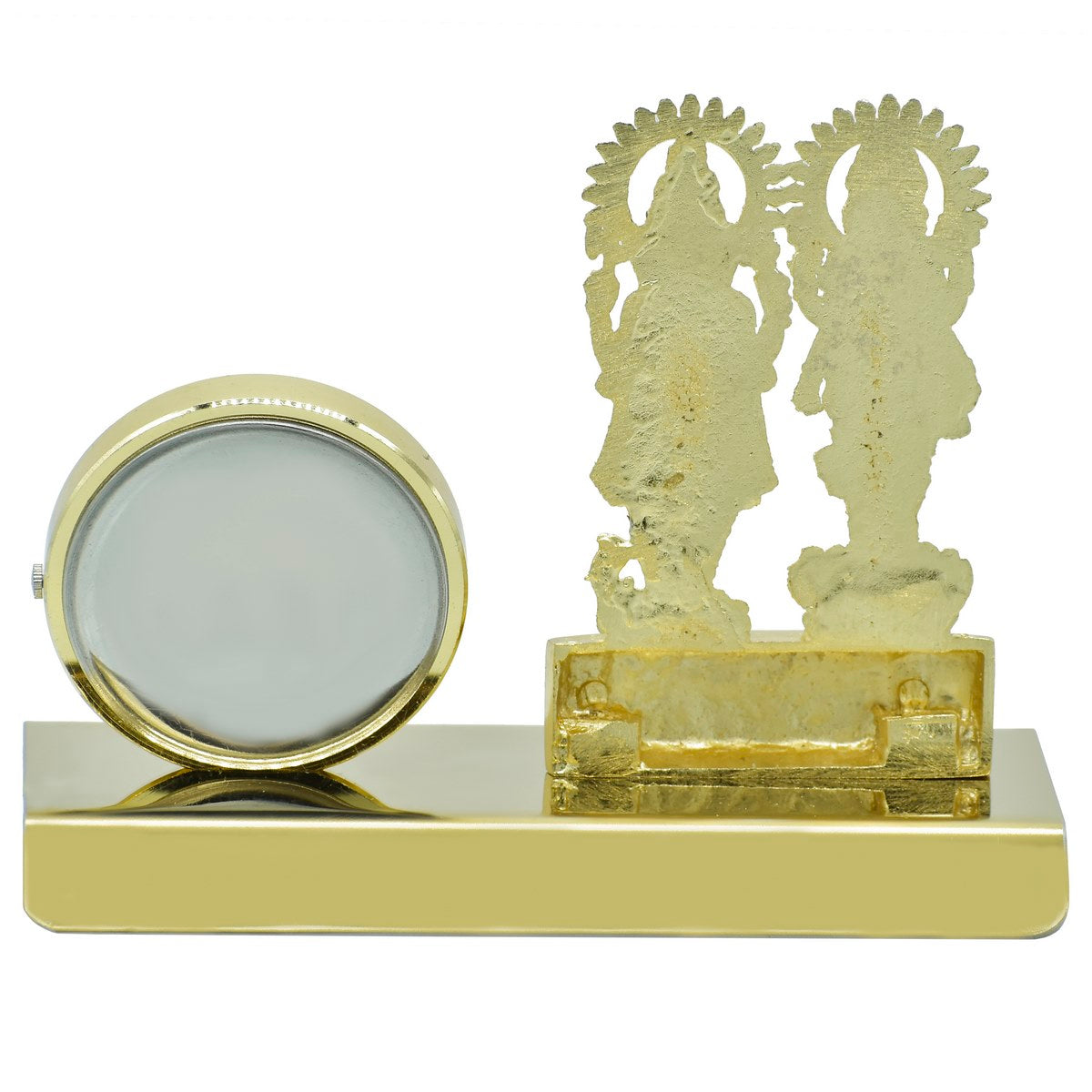 Gift To Love | Desktop Shri Laxmi Ganesh With Watch | Color : Gold | Code : TT658
