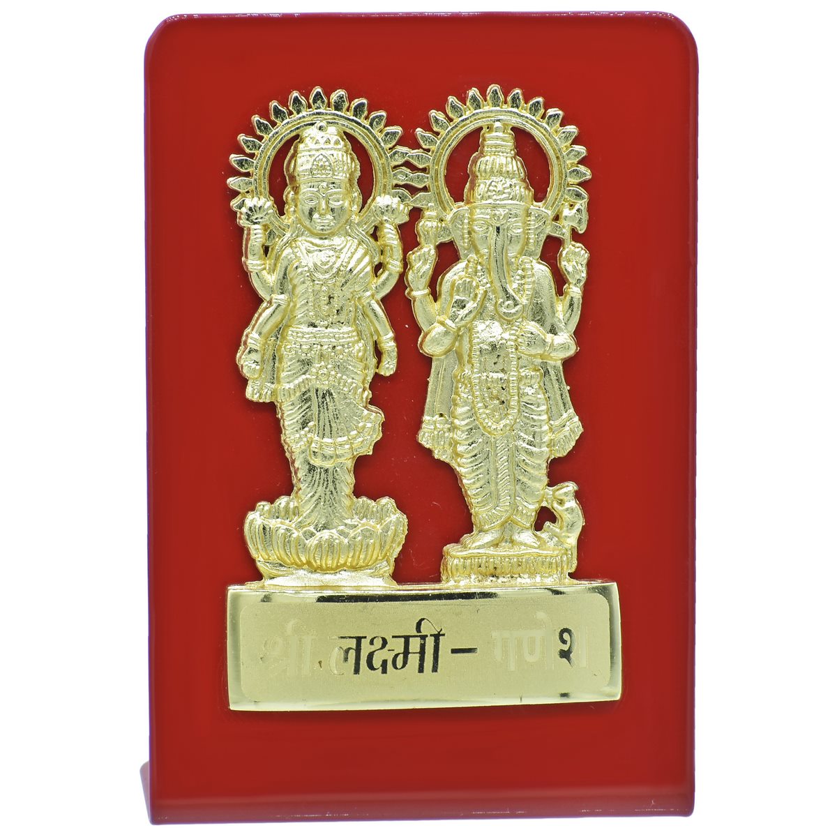 Gift To Love | Desktop Shri Laxmi Ganesh Plate | Color : Gold And Red | Code : TT660GRD