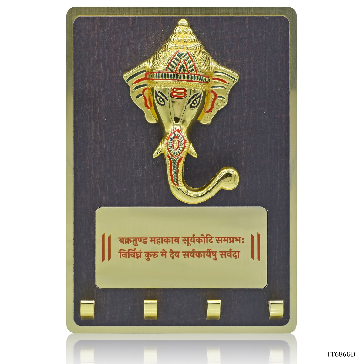 Gift To Love | Table  Key Holder Ganesh Mantra | Color : Gold | Code : TT686GD