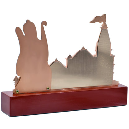 Gift To Love | Shri Ram Mandir Wooden Base With Photo | Color : Rose Gold | Code : TT700RG