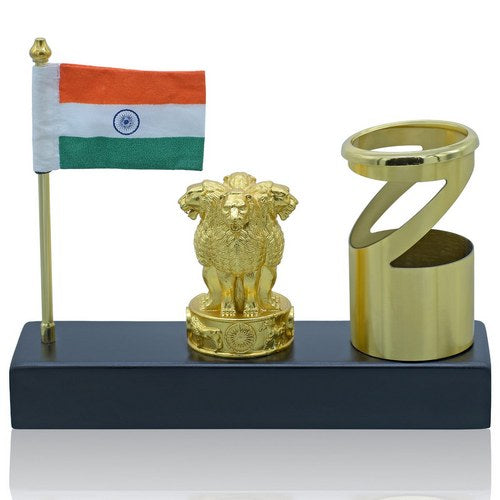 Gift To Love | Table Top Pen Stand With Ashoka Chakra | Code : TT717GD