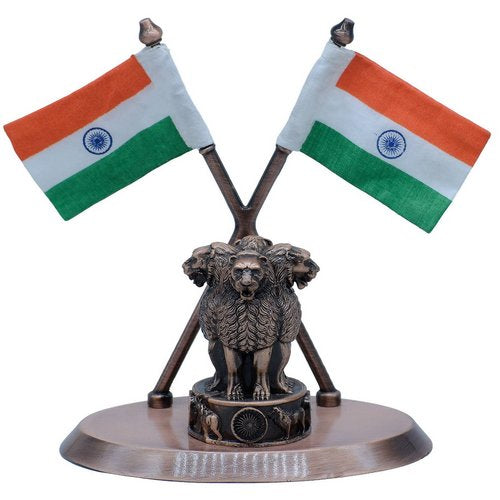 Gift To Love | Metal Ashoka Stambh With 2 Cross Flag Copper | Code : TT755C