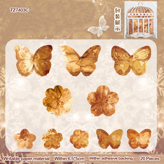 Gift To Love | Vintage Butterfly Stickers | Pcs : 20 Pc | Code : TZ7403C