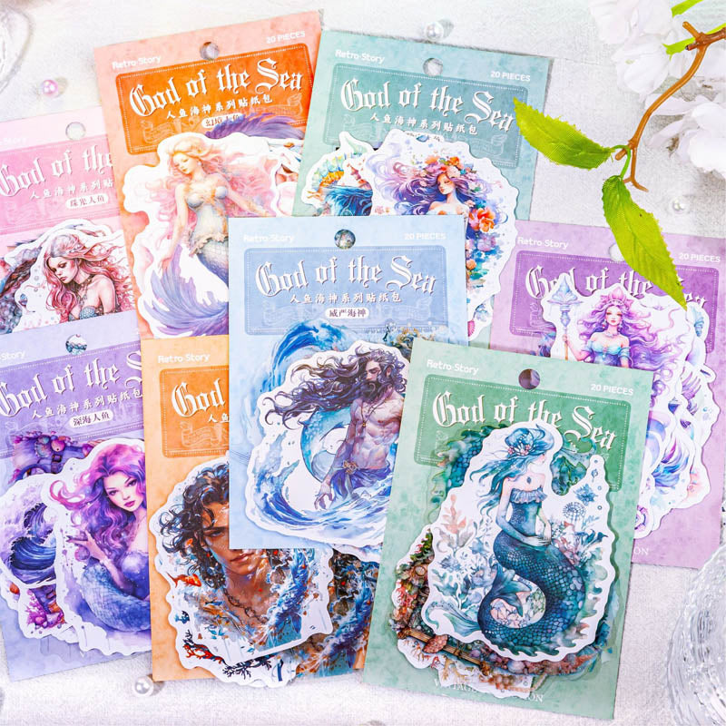 Gift To Love | Mermaid Retro Story Sticker Pack | Pcs : 20 Pcs | Code : TZZH080